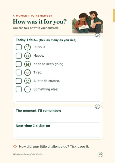 Sample page 15 from the Retiro booklet.